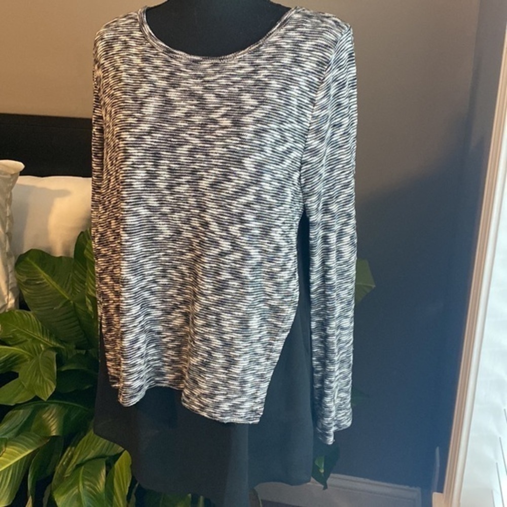 ‼️ Rare “SHE + SKY” Black and White Layered Sweater Top